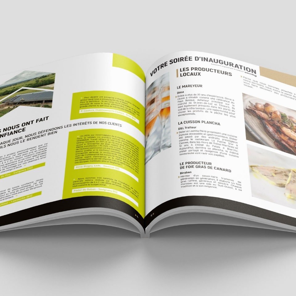 Composition graphique de brochure pour Vergnaud avec le collectif unithy